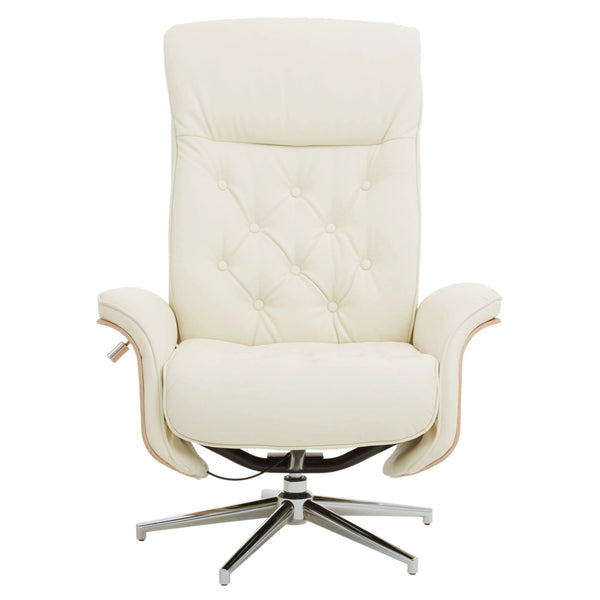 Warrington Ivory Leather Effect Recliner And Footstool - XShowhome Limited - Xshowhome