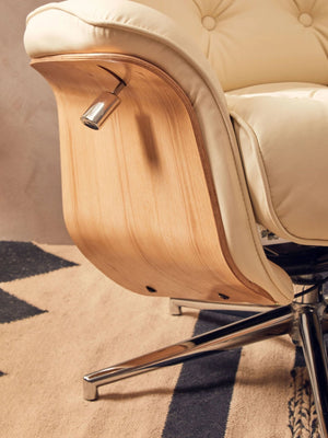 Warrington Ivory Leather Effect Recliner And Footstool - XShowhome Limited - Xshowhome