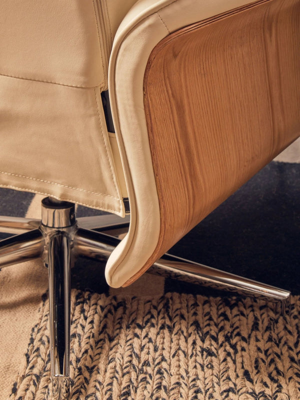 Warrington Ivory Leather Effect Recliner And Footstool - XShowhome Limited - Xshowhome