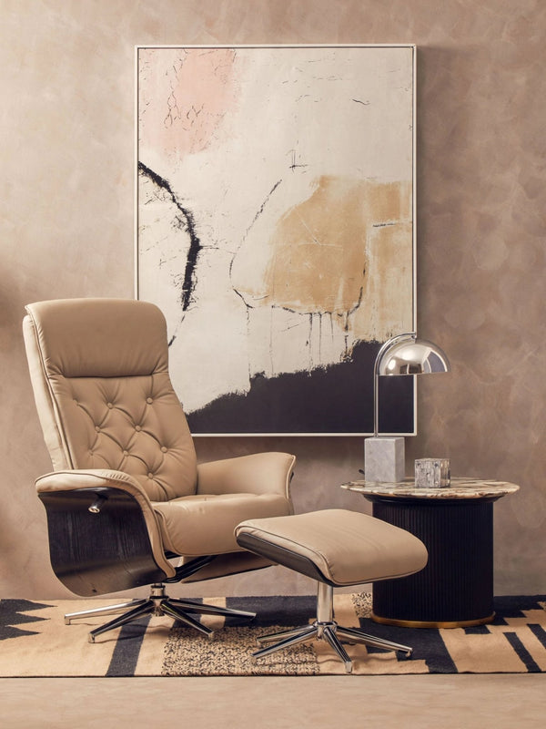 Warrington Mink Leather Effect Recliner And Footstool - XShowhome Limited - Xshowhome