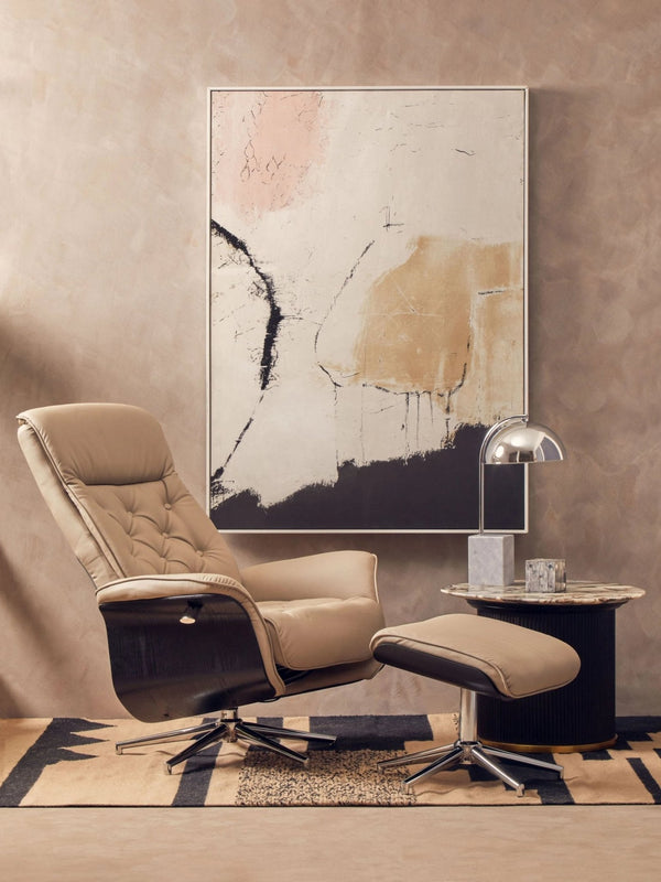 Warrington Mink Leather Effect Recliner And Footstool - XShowhome Limited - Xshowhome