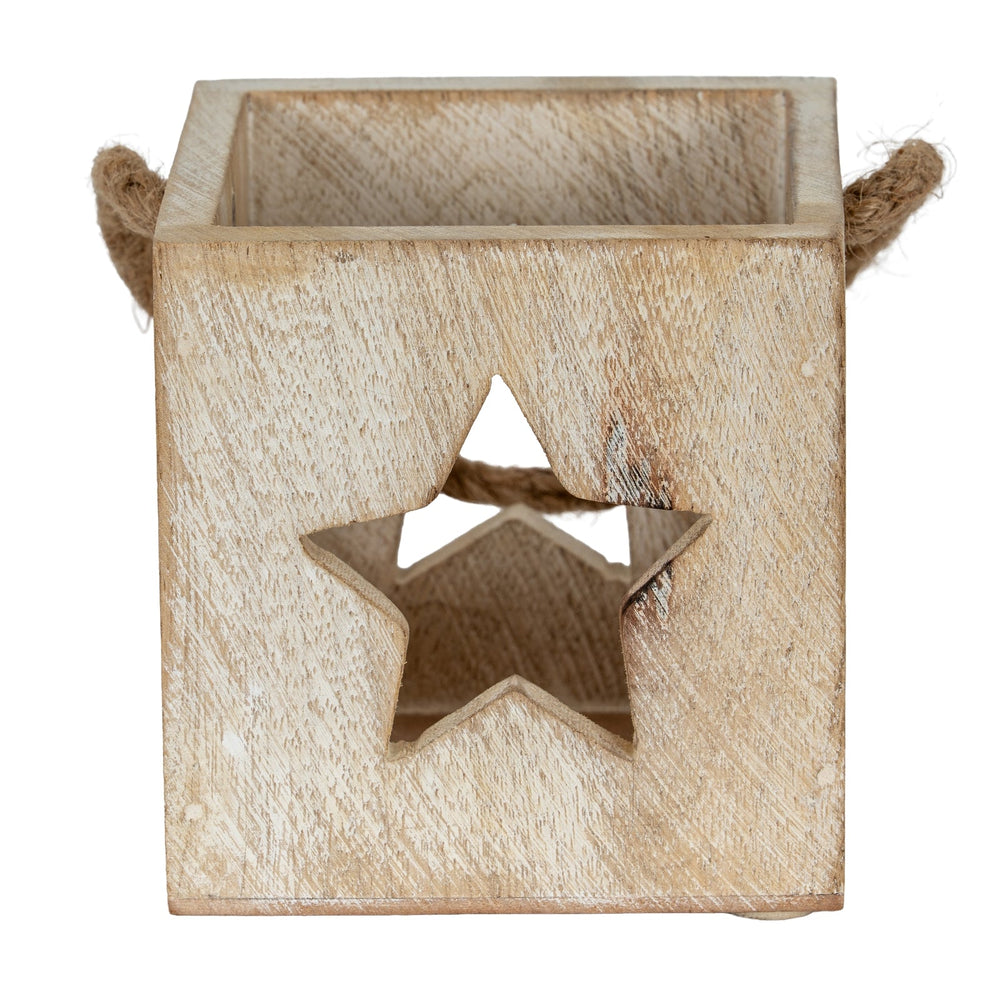 Washed Wood Star Tealight Candle Holder - Canwell Interiors Limited - Hills