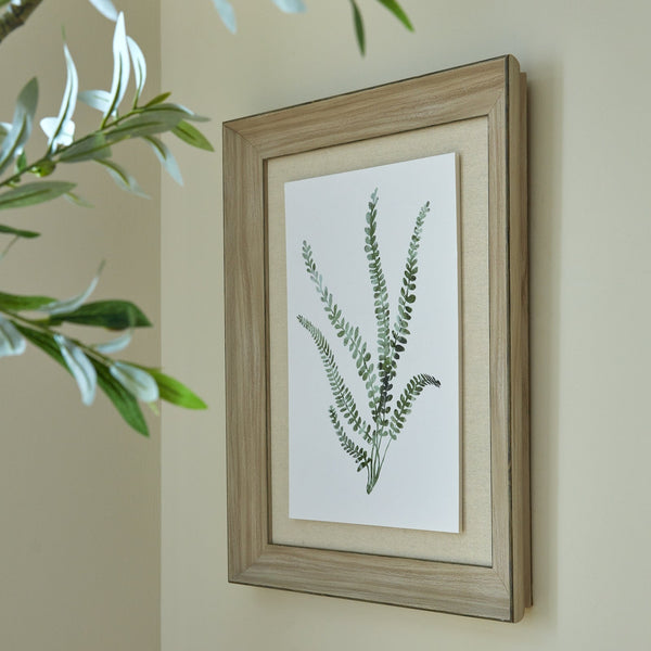 Watercolour Delicate Fern in Washed Wood Frame - Canwell Interiors Limited - Hills