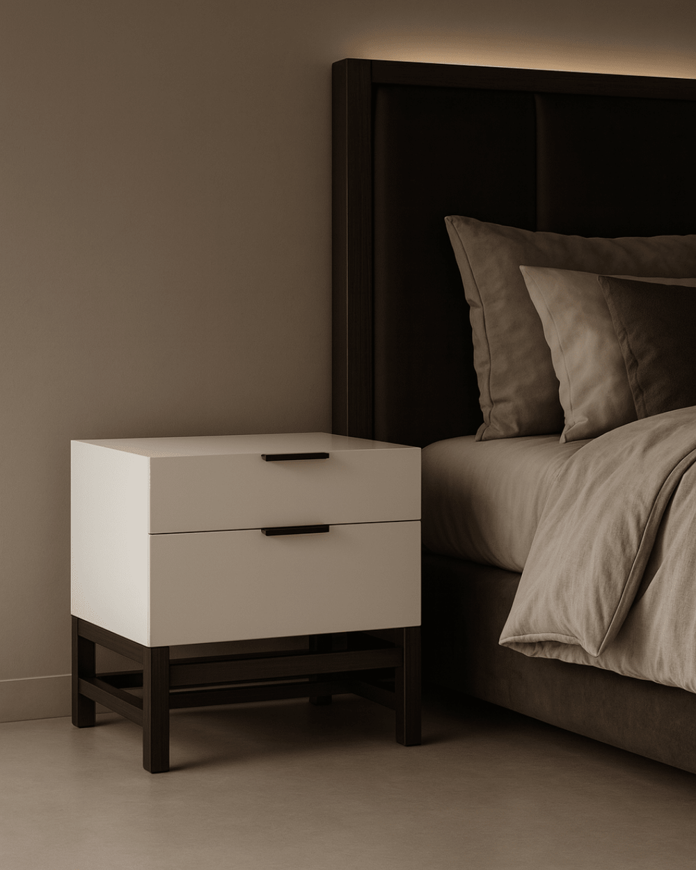 Webb Bedside Table - Matte Beige - XShowhome Limited - Tommy Franks