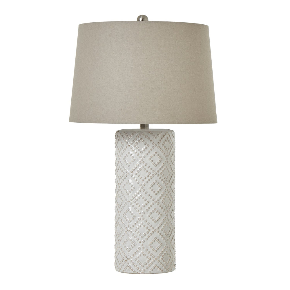 White Beaded Ceramic Lamp with Linen Shade - XShowhome Limited - Hills