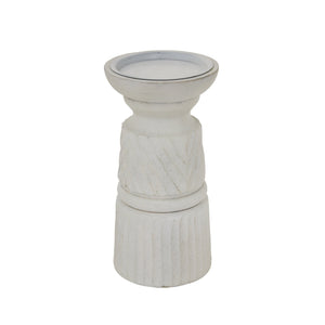 White Carved Candle Holder - Canwell Interiors Limited - Hills