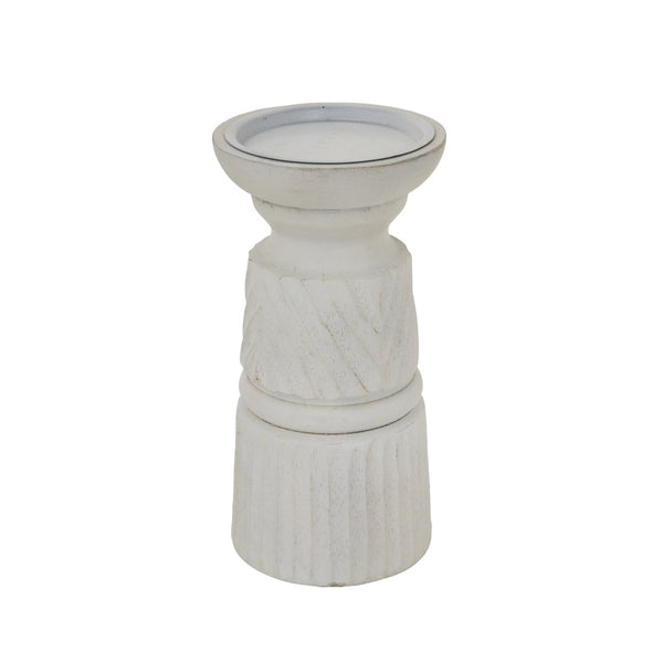 White Carved Candle Holder - Canwell Interiors Limited - Hills