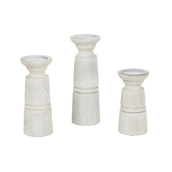 White Carved Candle Holder - Canwell Interiors Limited - Hills