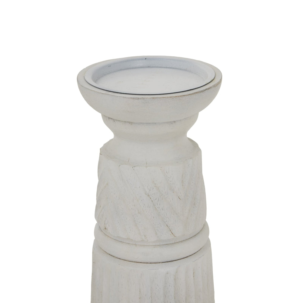 White Carved Candle Holder - Canwell Interiors Limited - Hills