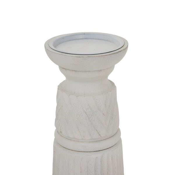 White Carved Candle Holder - Canwell Interiors Limited - Hills