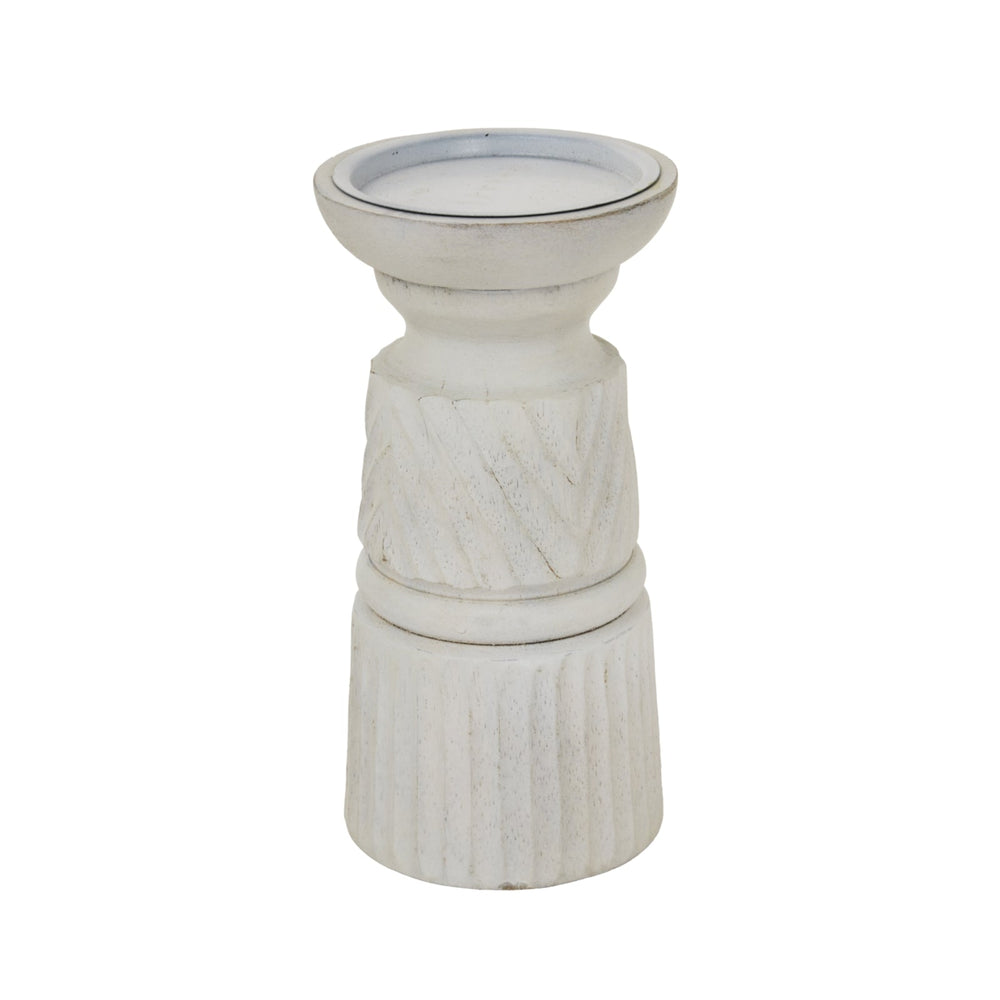 White Carved Candle Holder - Canwell Interiors Limited - Hills