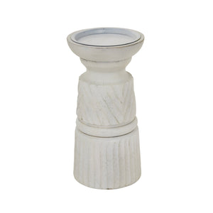 White Carved Candle Holder - Canwell Interiors Limited - Hills