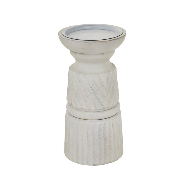 White Carved Candle Holder - Canwell Interiors Limited - Hills