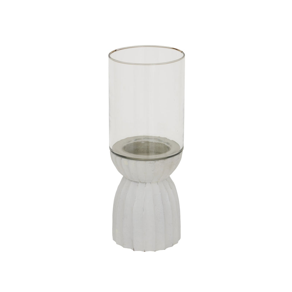 White Carved Hurricane Lantern - Canwell Interiors Limited - Hills