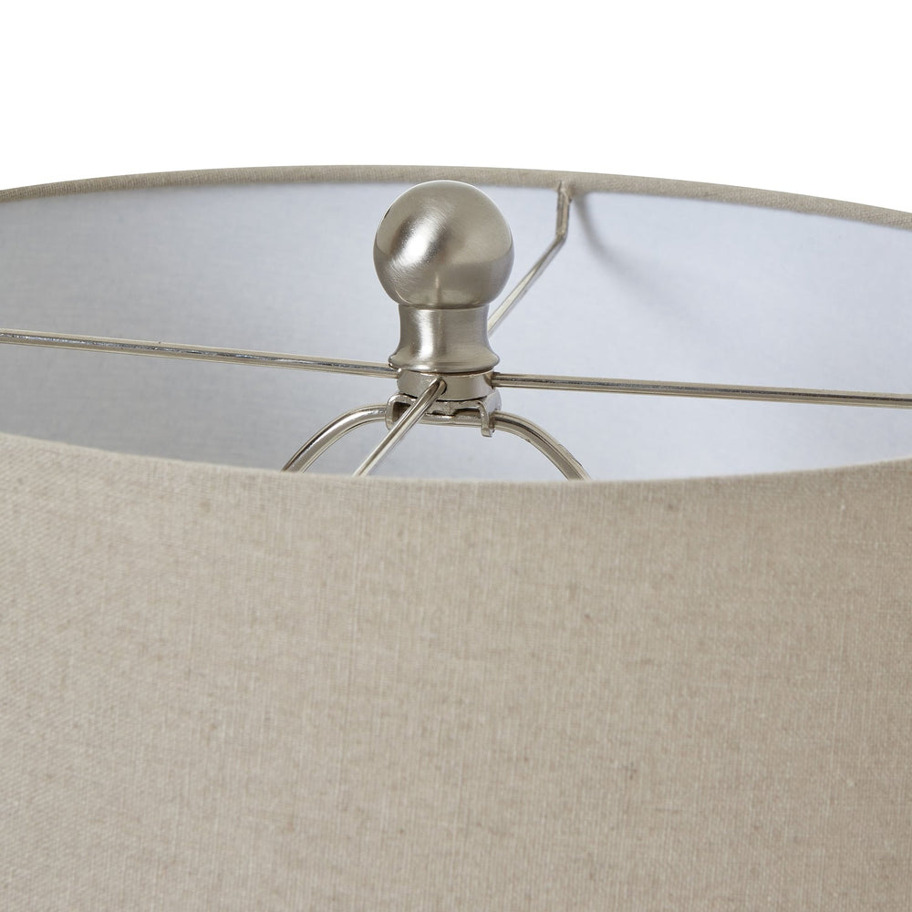 White Ceramic Ginger Jar Lamp with Linen Shade - Canwell Interiors Limited - Hills