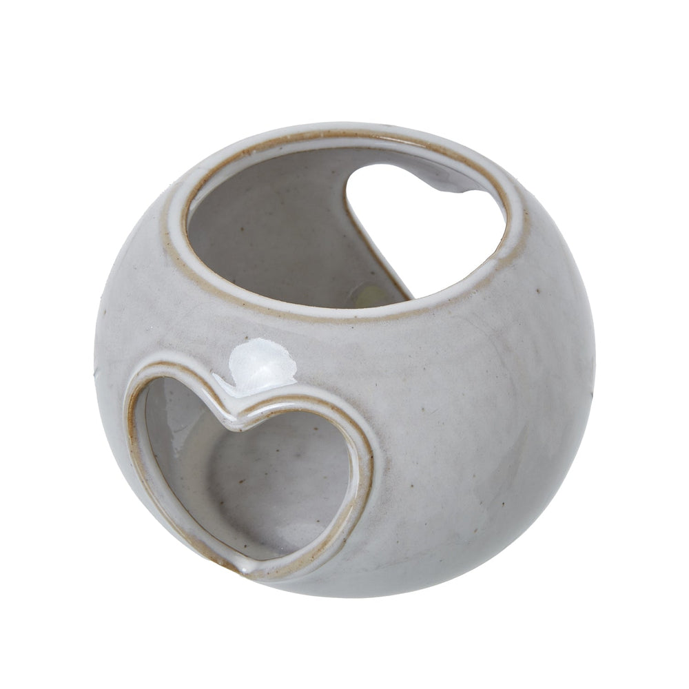 White Ceramic Heart Cut - Out Round Tealight Holder - Canwell Interiors Limited - Hills
