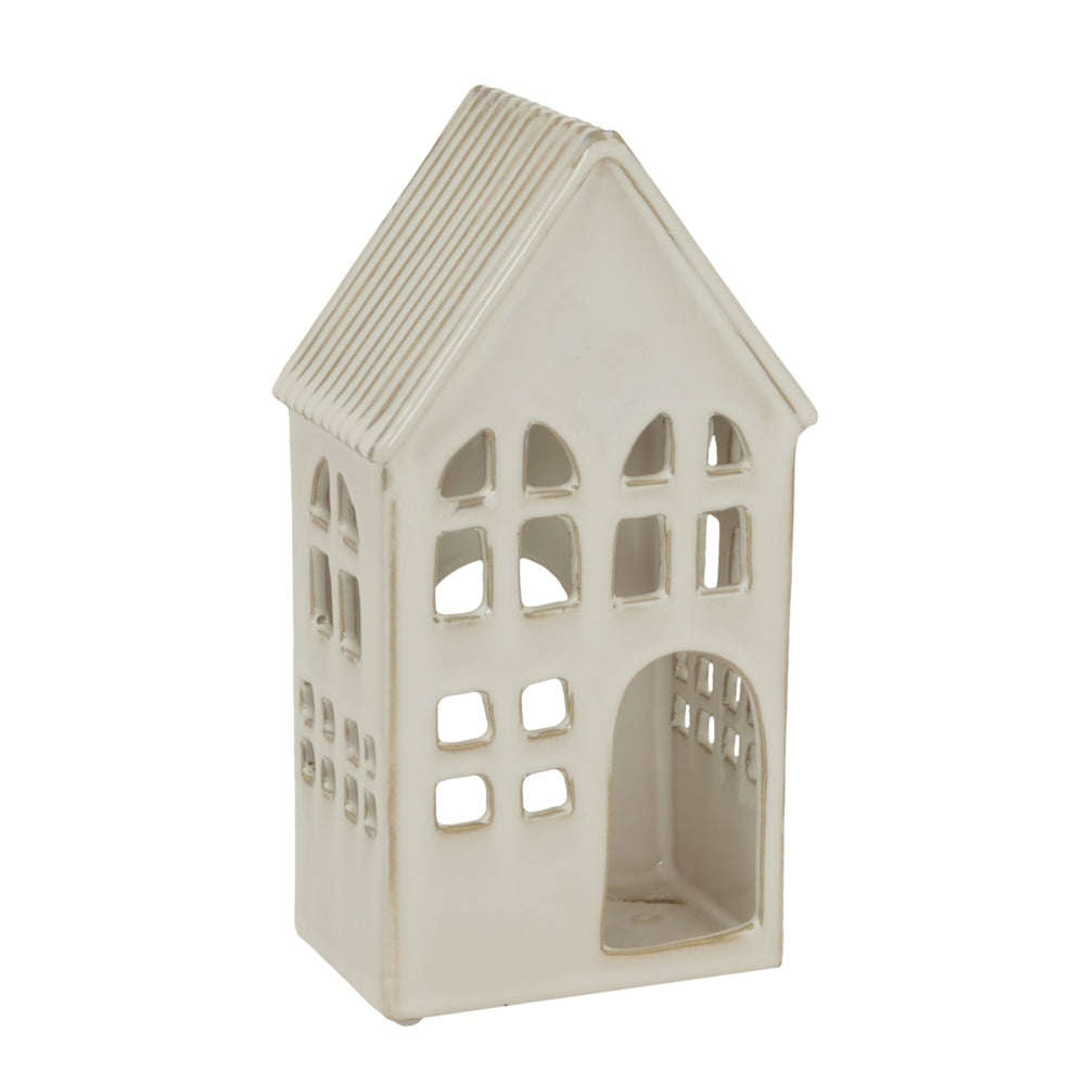 White Ceramic House Tea Light Holder - Canwell Interiors Limited - Hills