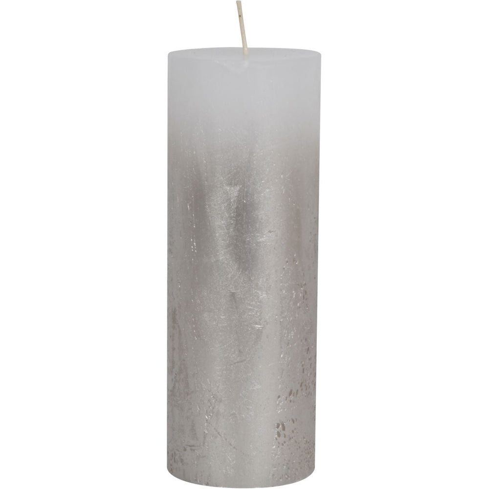 White Pillar Candle with Metallic Silver Ombre Base 7x19cm - XShowhome Limited - Libra