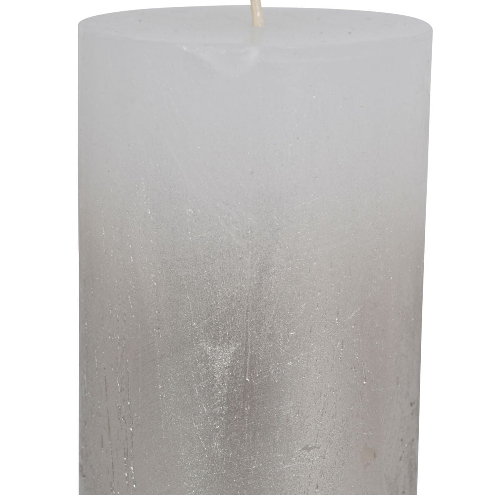 White Pillar Candle with Metallic Silver Ombre Base 7x19cm - XShowhome Limited - Libra