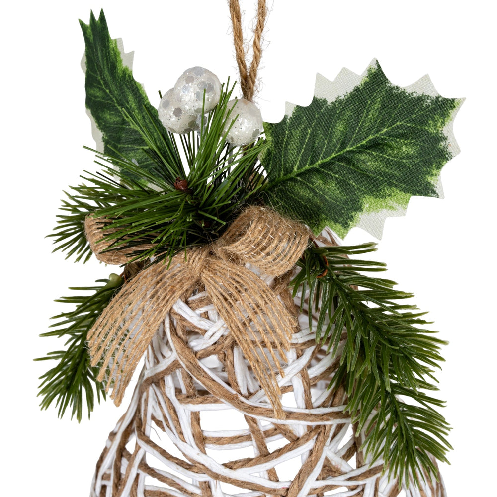 White Rattan Bell Decoration With Branches And Ribbon - Canwell Interiors Limited - Hills