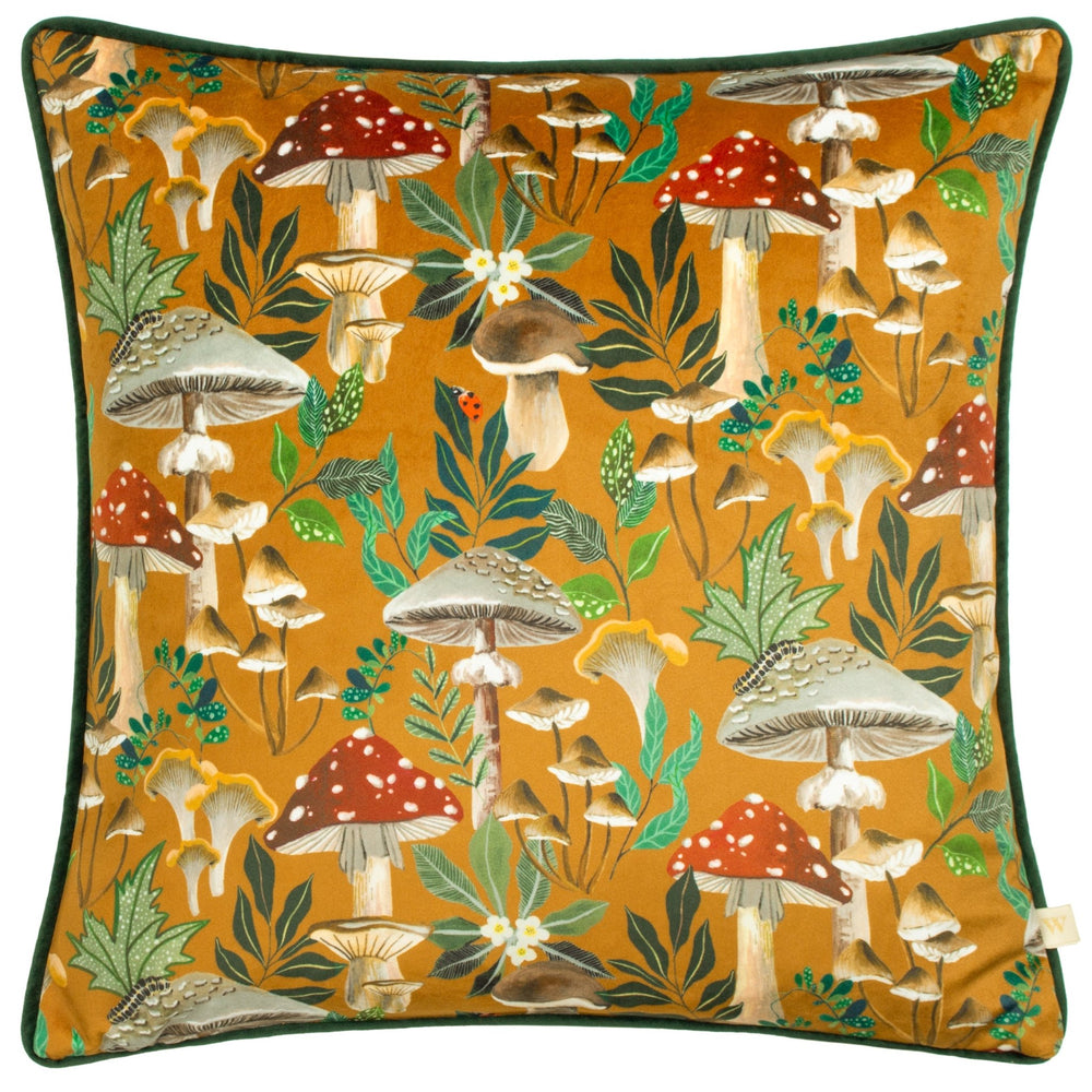 Wild Garden Mushroom Repeat 43x43 Feather Filled Cushion Multi - Canwell Interiors Limited - Riva