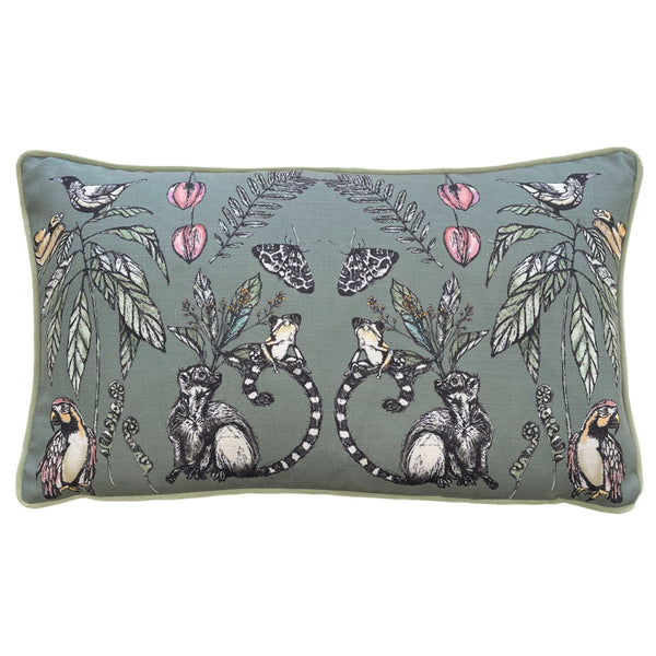 Wild Mirrored Creatures 30x50 Feather Filled Cushion Sage - Canwell Interiors Limited - Riva