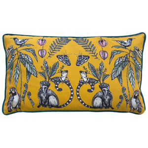 Wild Mirrored Creatures 30x50 Feather Filled Cushion Yellow - Canwell Interiors Limited - Riva