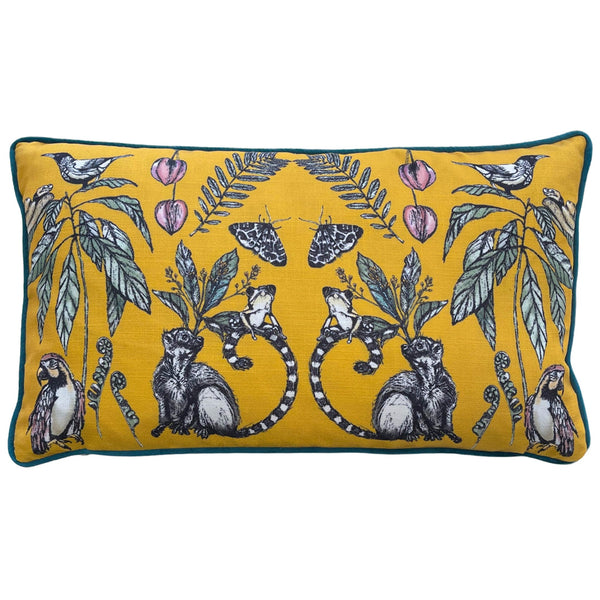 Wild Mirrored Creatures 30x50 Feather Filled Cushion Yellow - Canwell Interiors Limited - Riva