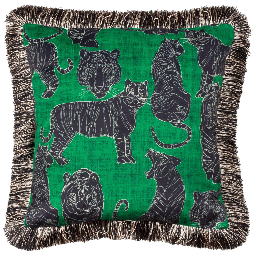 Wildcat 45x45 Feather Filled Cushion Jungle Green - Canwell Interiors Limited - Riva