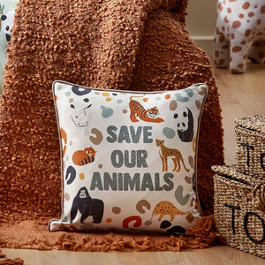 Wildlife Save Our Animals 43x43 Feather Filled Cushion Multi - Canwell Interiors Limited - Riva