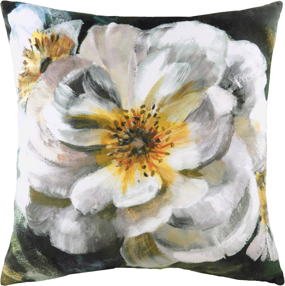 Winter Florals English Rose 43x43 Feather Filled Cushion White - Canwell Interiors Limited - Riva