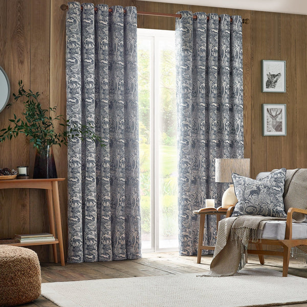 Winter Woods 228x182 Eyelet Curtains Midnight - Canwell Interiors Limited - Riva