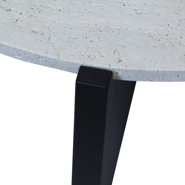 Winton Travertine Top Coffee Table With Black Acacia Wood Frame - Canwell Interiors Limited - Xshowhome