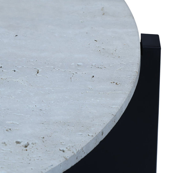 Winton Travertine Top Coffee Table With Black Acacia Wood Frame - Canwell Interiors Limited - Xshowhome