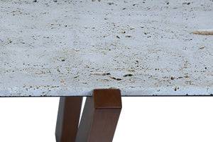 Winton Travertine Top Console Table With Acacia Wood Frame - Canwell Interiors Limited - Xshowhome