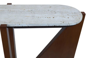 Winton Travertine Top Console Table With Acacia Wood Frame - XShowhome Limited - Xshowhome