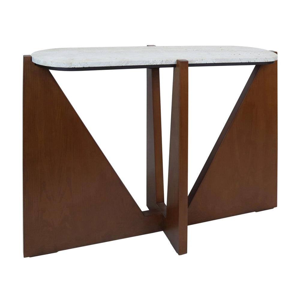 Winton Travertine Top Console Table With Acacia Wood Frame - XShowhome Limited - Xshowhome
