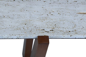 Winton Travertine Top Console Table With Acacia Wood Frame - XShowhome Limited - Xshowhome