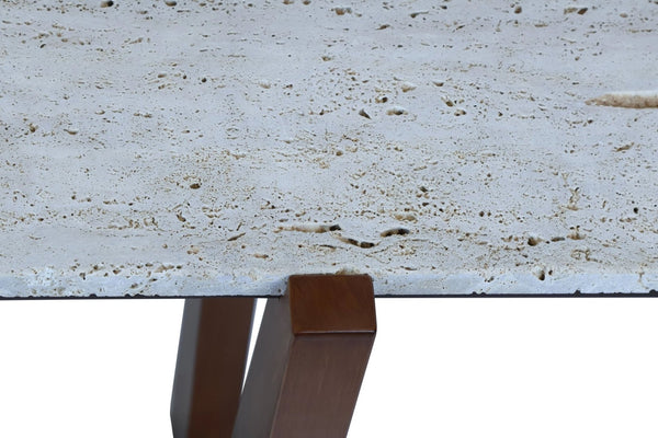 Winton Travertine Top Console Table With Acacia Wood Frame - XShowhome Limited - Xshowhome