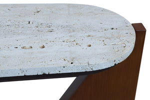 Winton Travertine Top Console Table With Acacia Wood Frame - XShowhome Limited - Xshowhome