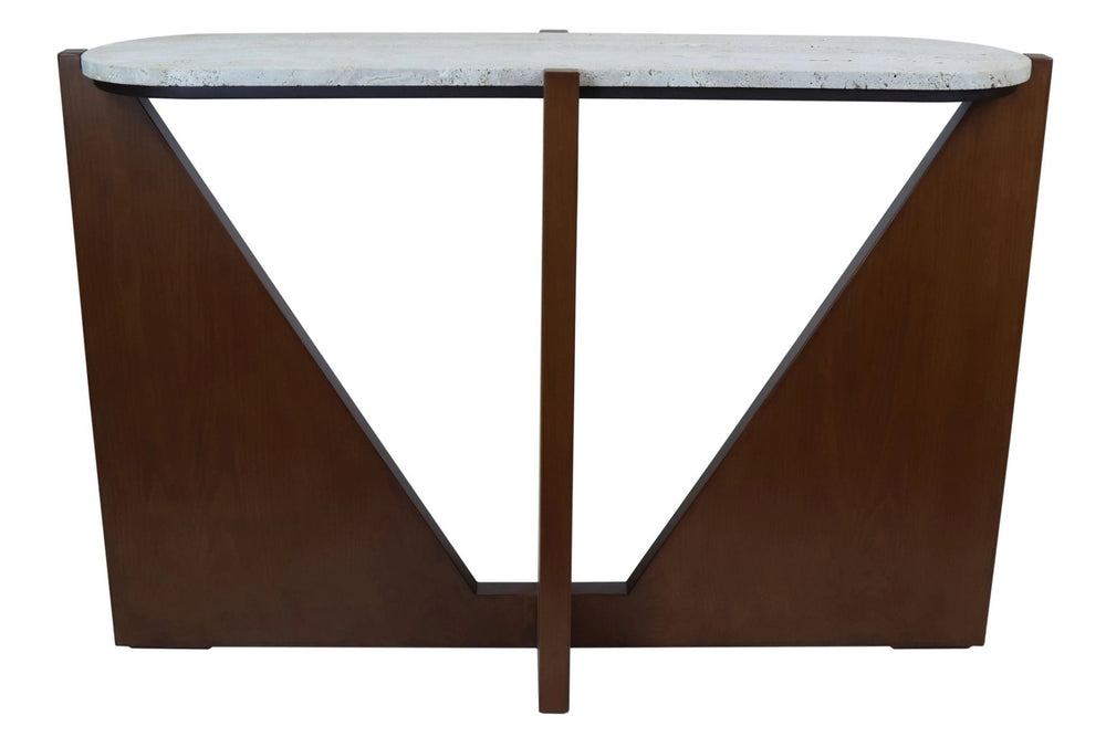Winton Travertine Top Console Table With Acacia Wood Frame - XShowhome Limited - Xshowhome