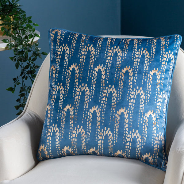 Wisteria 50x50 Feather Filled Cushion Petrol - Canwell Interiors Limited - Riva
