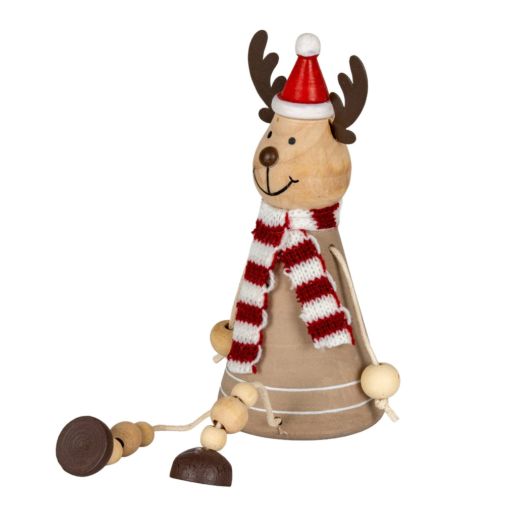 Wooden Jolly Sitting Reindeer Decoration - Canwell Interiors Limited - Hills