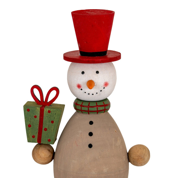 Wooden Snowman with Present - Canwell Interiors Limited - Hills