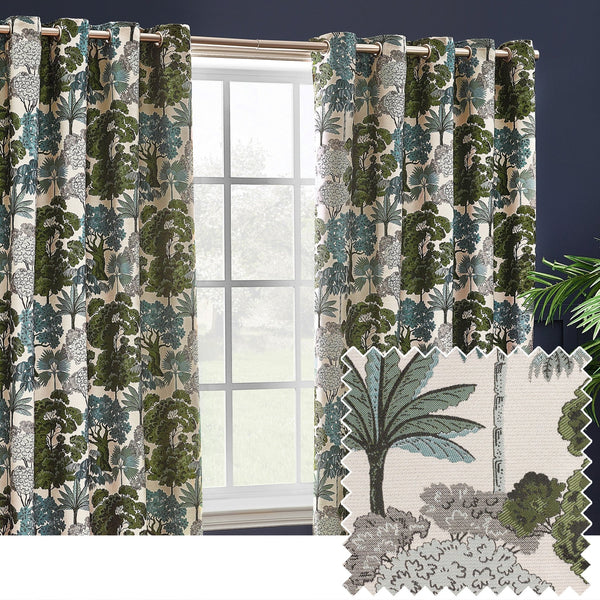Woodlands 229x229 Eyelet Curtains Green - Canwell Interiors Limited - Riva