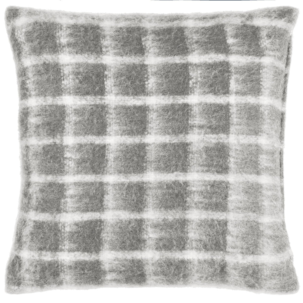 Yarrow Check 45x45 Feather Filled Cushion Flint Grey - Canwell Interiors Limited - Riva