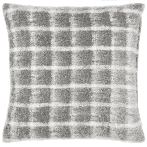 Yarrow Check 45x45 Feather Filled Cushion Flint Grey - Canwell Interiors Limited - Riva