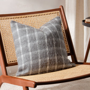 Yarrow Check 45x45 Feather Filled Cushion Flint Grey - Canwell Interiors Limited - Riva
