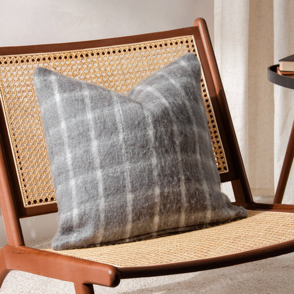 Yarrow Check 45x45 Feather Filled Cushion Flint Grey - Canwell Interiors Limited - Riva