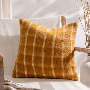 Yarrow Check 45x45 Feather Filled Cushion Ginger - Canwell Interiors Limited - Riva